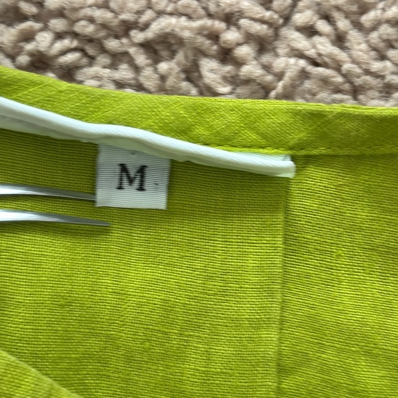 Bryn Walker Fran Linen Round Neck Ruffle 3/4 Bell Sleeve Top Tunic - Picture 9 of 11